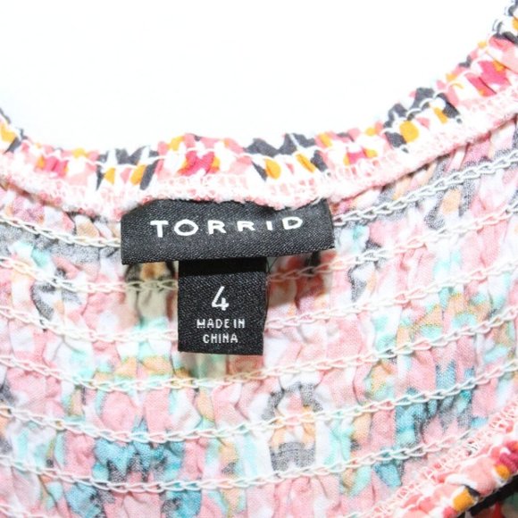 Torrid Mosaic Smocked Bell Sleeve Dress Boho Off Shoulder Plus Size 4 4X H13242 - Picture 6 of 11